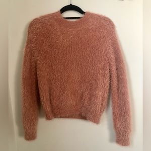 Pink Rose Fuzzy Sweater - Pink